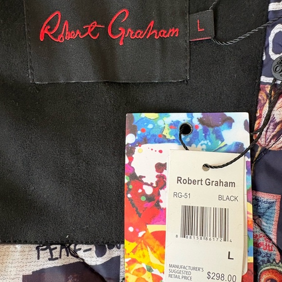 Robert Graham Vegan Suede Bomber Jacket Mens Large Black Fleece Collar NWT - Picture 5 of 10